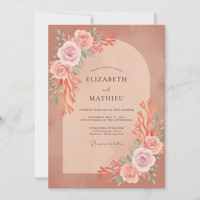 Invitación Boda de hoja de terracota (Anverso)