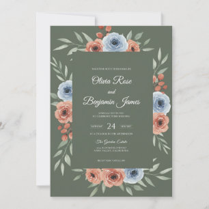 Invitación Boda de hoja de terracota de musgo