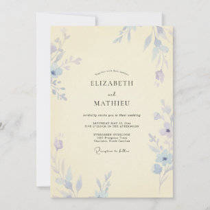 Invitación Boda de hoja de vincapervinca amarilla pálida