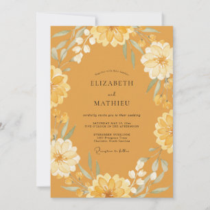 Invitación Boda de hoja de Zinnia mostaza