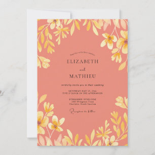 Invitación Boda de hoja dorada de salmón