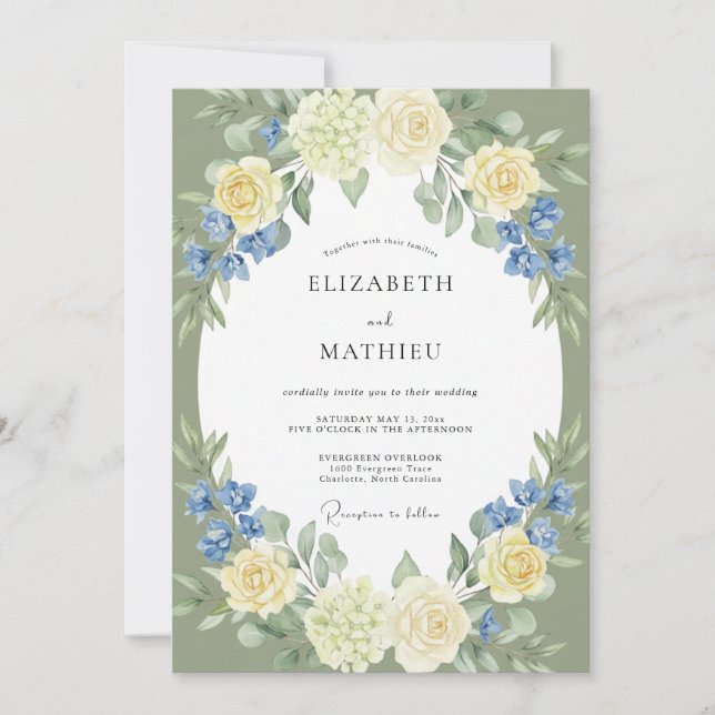 Invitación Boda de hoja mantecosa de aciano (Anverso)