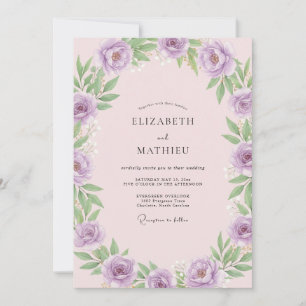 Invitación Boda de hoja pálida lila