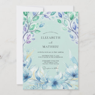 Invitación Boda de hoja pintada azur
