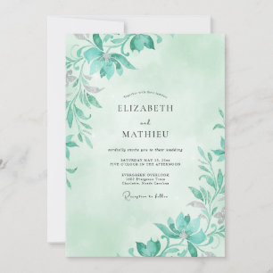Invitación Boda de hoja pintada con acuarela en espuma de mar