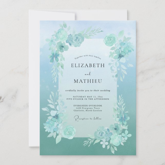 Invitación Boda de Hoja Pintada con Espuma de Mar (Anverso)