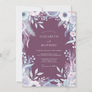 Invitación Boda de hoja pintada de color malva