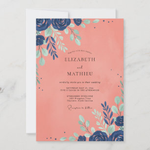 Invitación Boda de Hoja Pintada de Coral