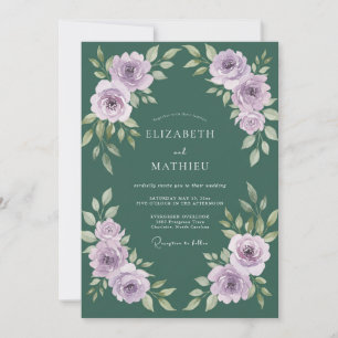Invitación Boda de hoja pintada de lila salvia