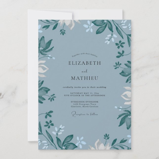 Invitación Boda de Hoja Pintada de Pizarra (Anverso)