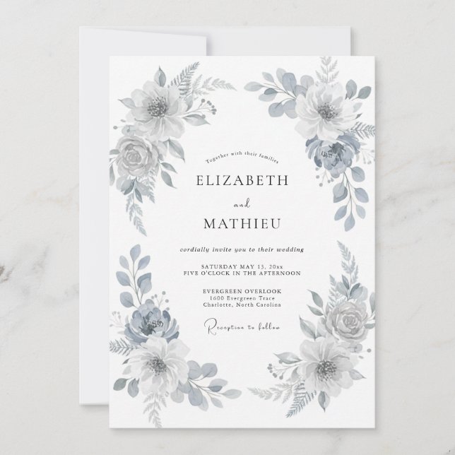 Invitación Boda de Hoja Pintada de Plata (Anverso)