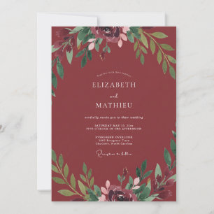 Invitación Boda de hoja pintada de rojo ladrillo