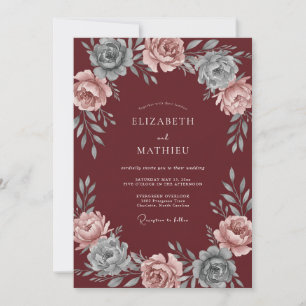 Invitación Boda de hoja pintada de sangre de buey