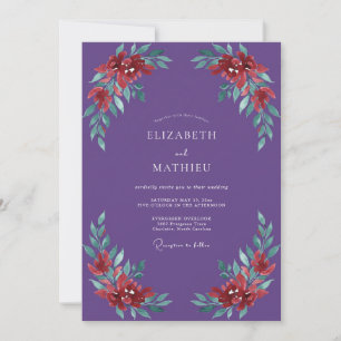 Invitación Boda de Hoja Pintada de Violeta