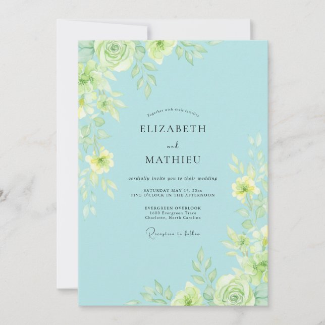 Invitación Boda de hoja pintada del cielo (Anverso)