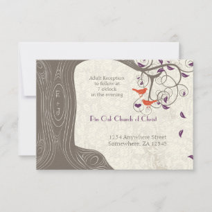 Invitación Boda de hoja púrpura en árbol de deriva Tangerine