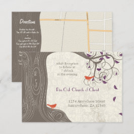 Invitación Boda de hoja púrpura en árbol de deriva Tangerine 