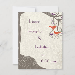 Invitación Boda de hoja púrpura en árbol de deriva Tangerine