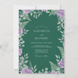 Invitación Boda de hoja púrpura jade