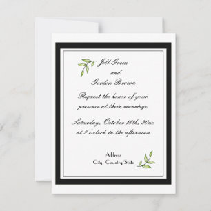 Invitación Boda de hoja simplemente verde