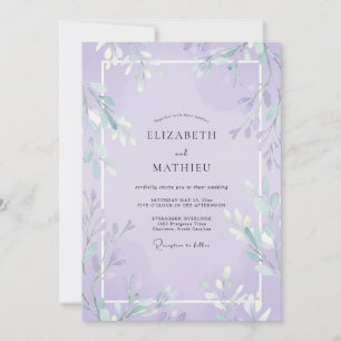 Invitación Boda de hoja suave violeta