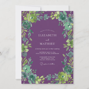 Invitación Boda de hoja verde aguamarina Deep Purple