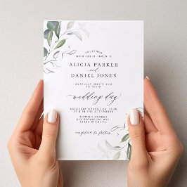 Invitación Boda de hoja verde minimalista moderna