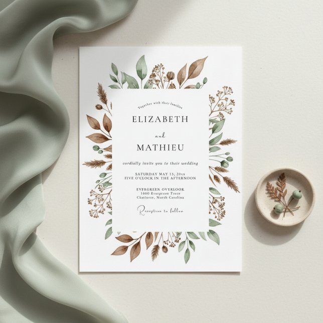 Invitación Boda de hoja verde oliva (Subido por el creador)