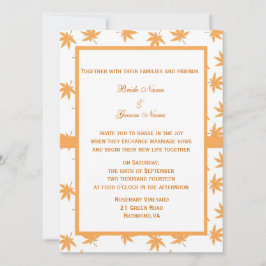 Invitación Boda de hojas amarillas gráficas decorativas de ot