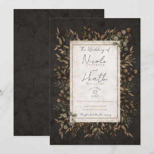 Invitación Boda de Hojas Botánicas de Bronce de Cuento de Oto