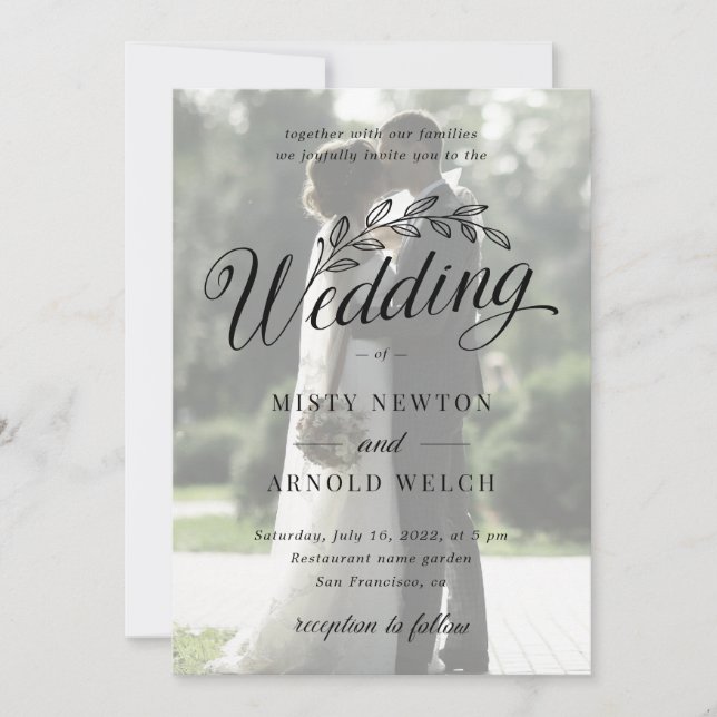 Invitación Boda de hojas botánicas del patio trasero del Pers (Anverso)
