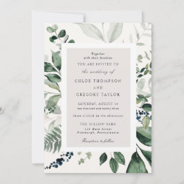 Invitación Boda de hojas botánicas y vegetación