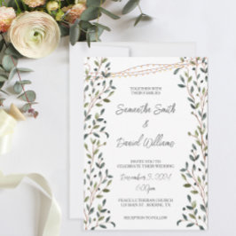Invitación Boda de Hojas de Acuarela Verde