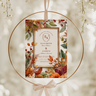 Invitación Boda de hojas de calabaza de cosecha otoñal