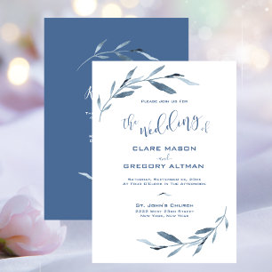 Invitación Boda de hojas de color azul y blanco