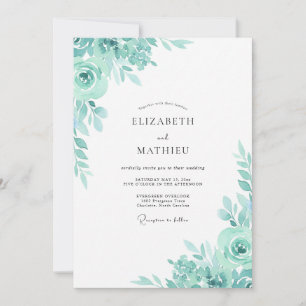 Invitación Boda de hojas de eucalipto aguamarina