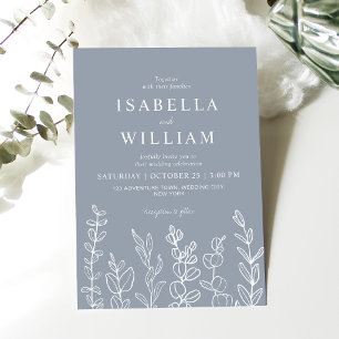 Invitación Boda de hojas de eucalipto azul polvoriento