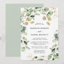 Invitación Boda de hojas de eucalipto doradas