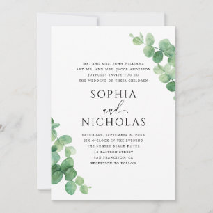 Invitación Boda de Hojas de Eucalipto. Jardín de Verdes al Ai