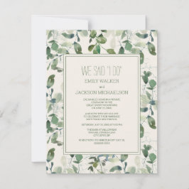 Invitación Boda de hojas de eucalipto verde salvia