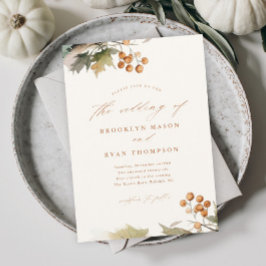 Invitación Boda de hojas de follaje verde otoñal rústico