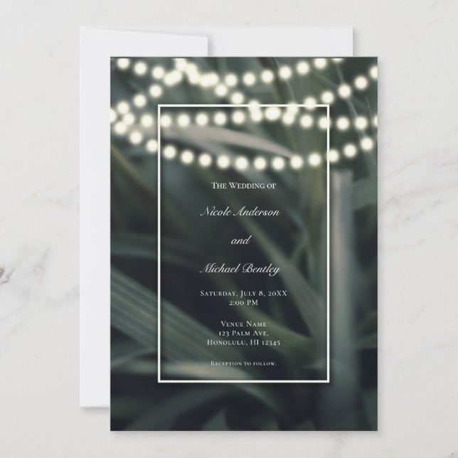 Invitación Boda de hojas de hierba y luces de la primavera ve (Anverso)