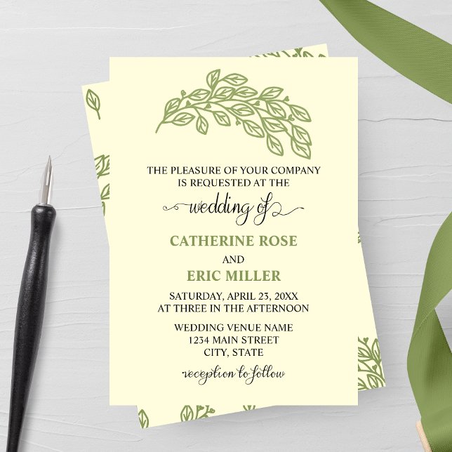 Invitación Boda de hojas de línea artísticas (Subido por el creador)