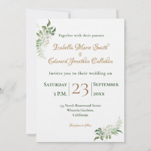 Invitación Boda de hojas de Monstera verde tropical acuarela