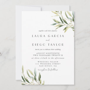 Invitación Boda de hojas de olivo en acuarela