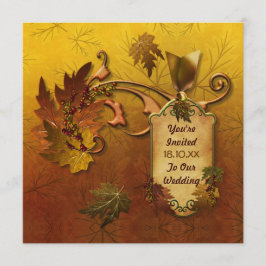 Invitación Boda de hojas de oro de otoño