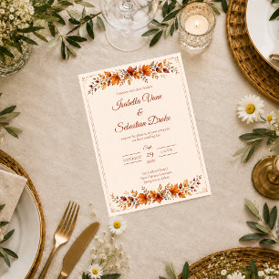 Invitación Boda de Hojas de Otoño Rústico