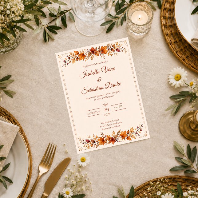 Invitación Boda de Hojas de Otoño Rústico (Subido por el creador)
