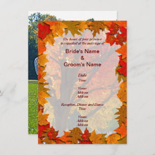 Invitación Boda de hojas de otoño y prado de amor