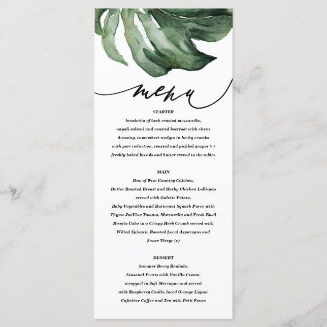 Invitación boda de hojas de palma tropical de colo (Anverso)